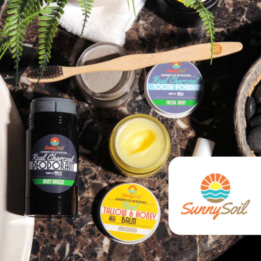 Sunny Soil logo and products